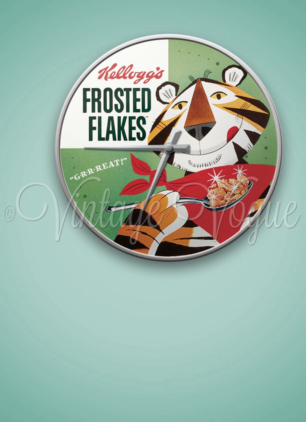 Nostalgic Art er Jahre Retro Wanduhr Kelloggs Frosted Flakes Grün Vintage Uhr mit Conflakes Werbung Design
