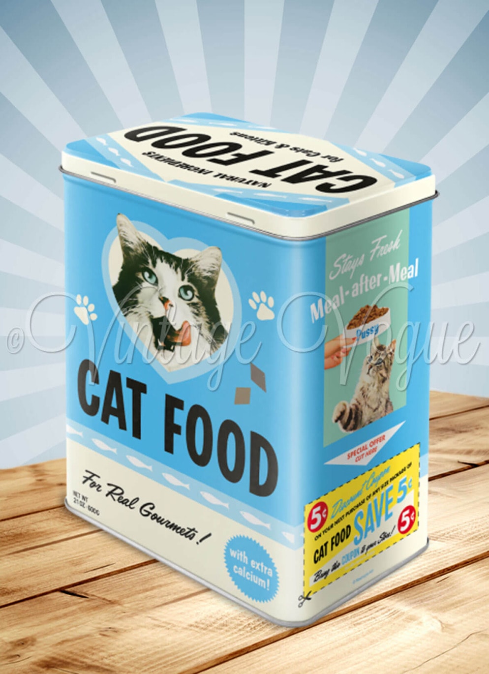 Nostalgic Art Retro Blechdose Größe L Cat Food Blau Weiß