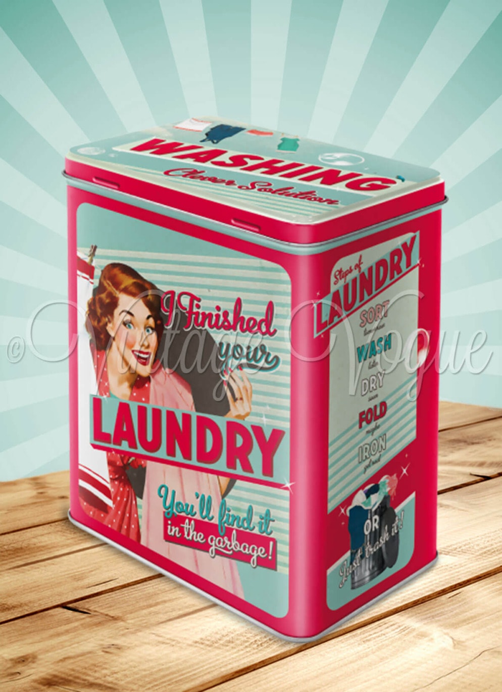 Nostalgic Art Retro Blechdose Größe L Finished Your Laundry Rot Pink Grün Blau