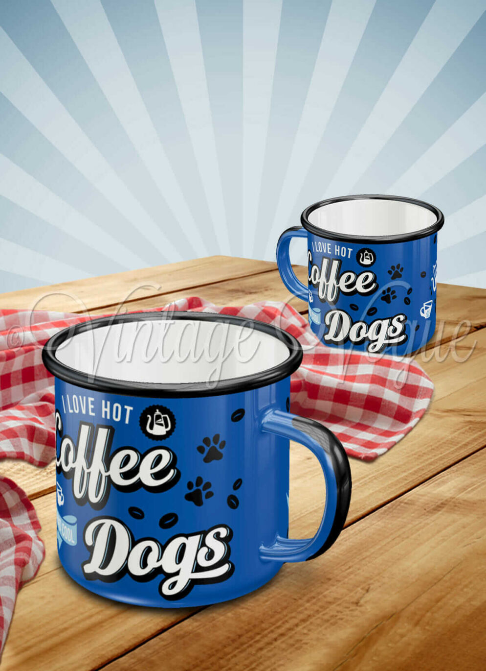 Nostalgic Art Retro Emaille Becher "Hot Coffee & Cool Dogs"