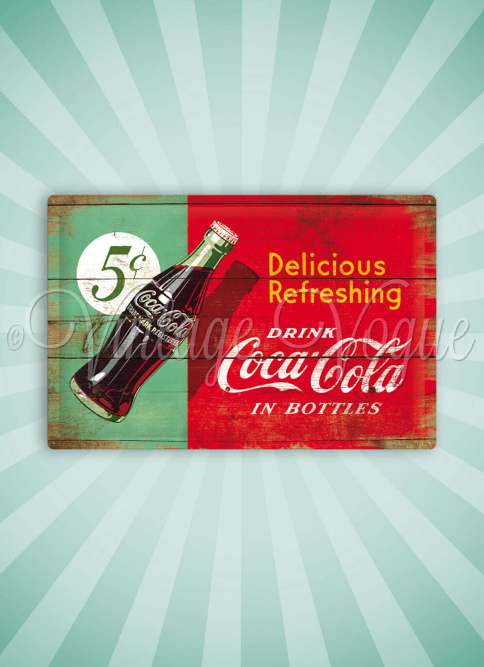 Nostalgic Art Retro Blechschild Coca Cola Delicious Refreshing cm rot grün