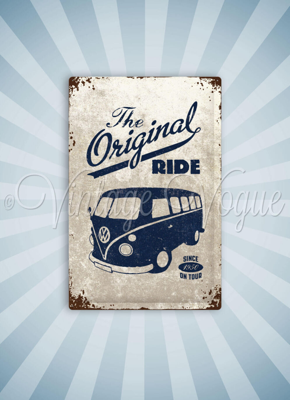 Nostalgic Art Retro Blechschild VW Bulli The Original Ride cm weiß grau creme blau navy