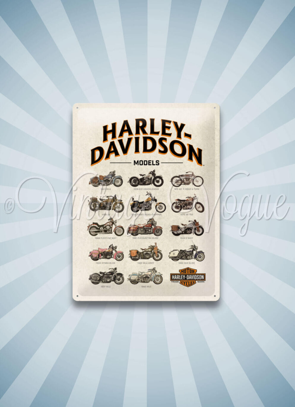 Nostalgic Art Retro Blechschild Harley Davidson Model Chart cm