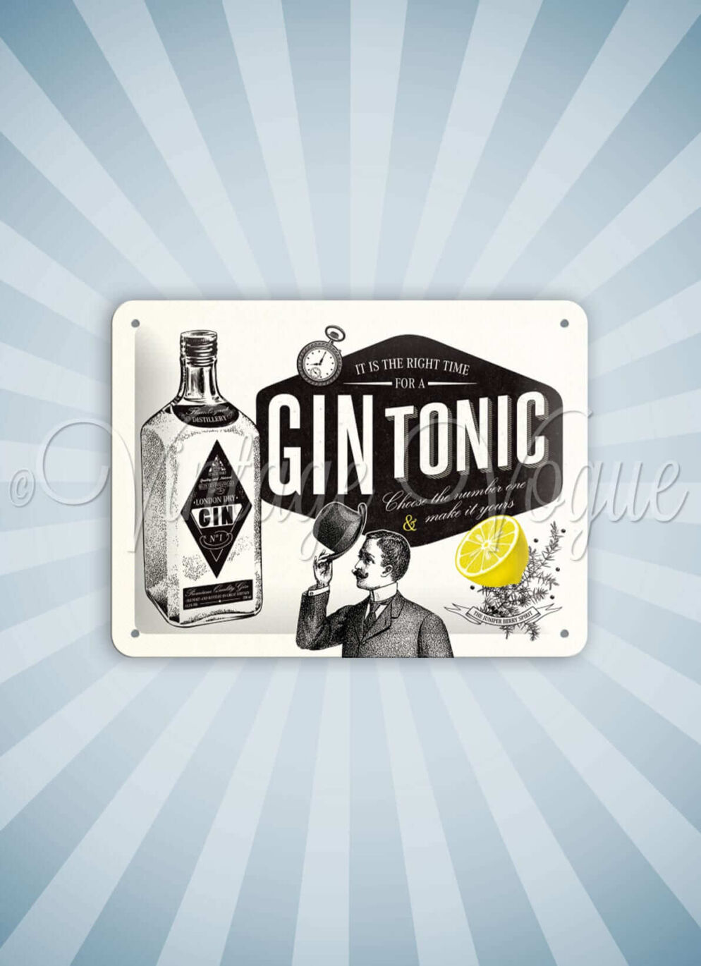 Nostalgic Art Retro Blechschild Open Bar Gin Tonic cm