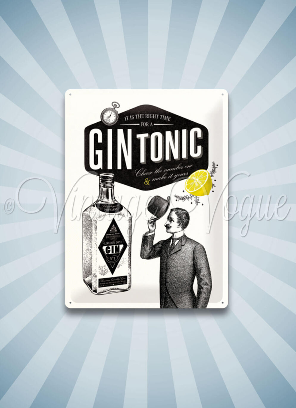 Nostalgic Art Retro Blechschild Open Bar Gin Tonic cm