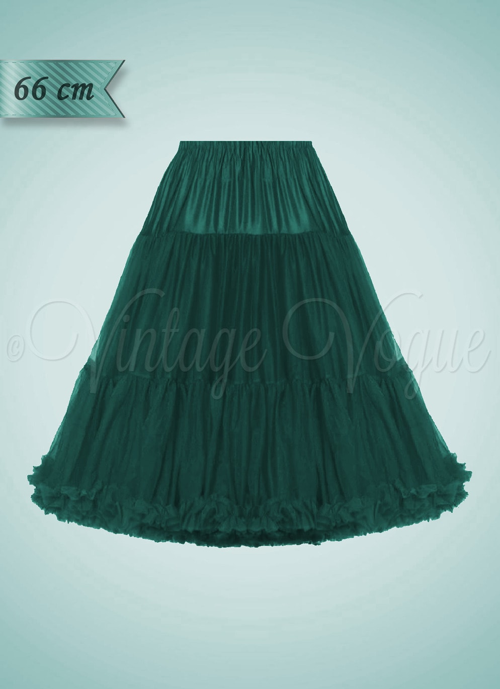Banned 50er Jahre Rockabilly Retro Vintage Unterrock Lifeforms Petticoat 66 cm in Dunkelgrün Dark Green Bottle Green