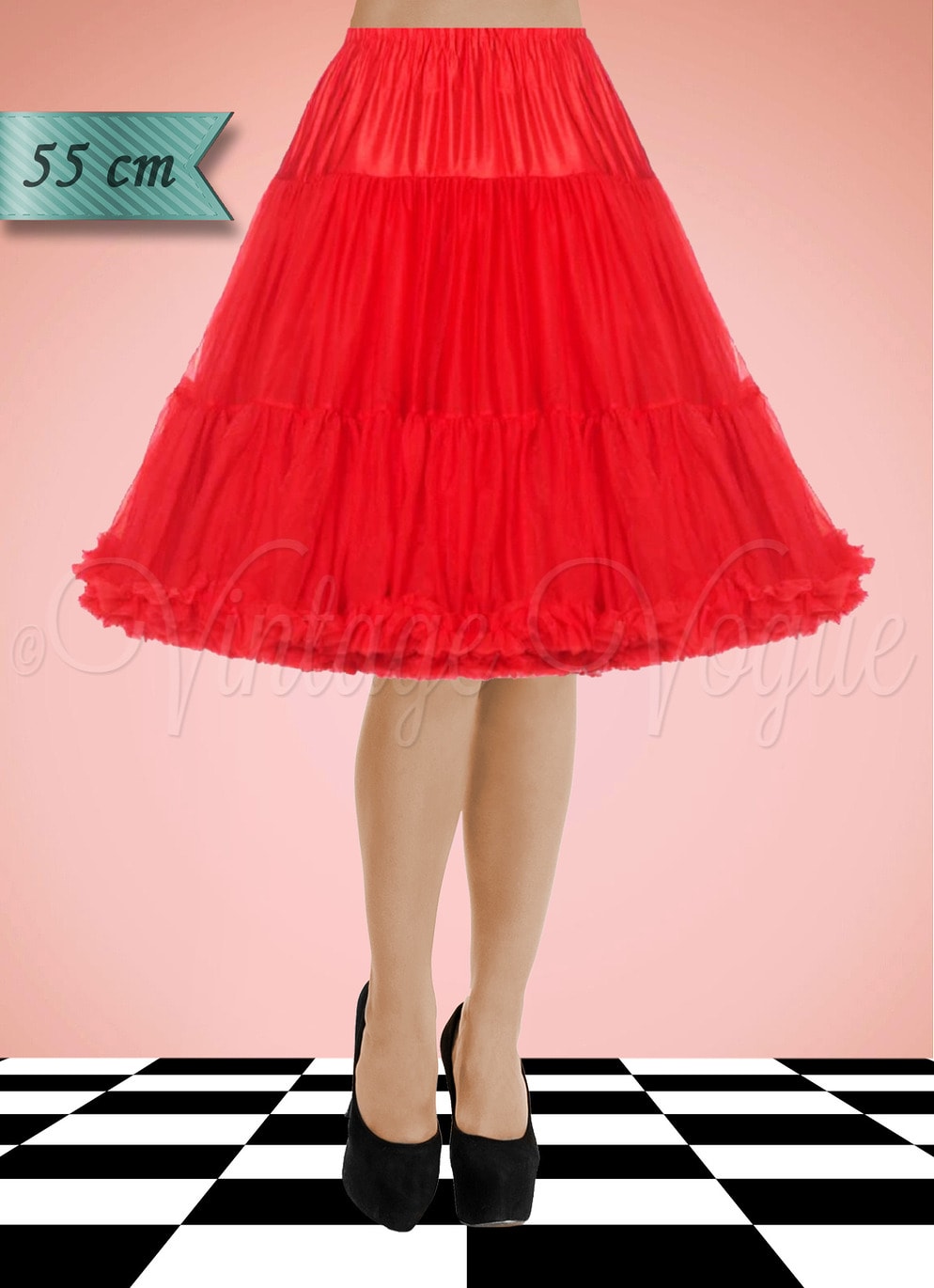 Banned 50er Jahre Rockabilly Retro Vintage Unterrock Starlite Petticoat 55 cm in Rot