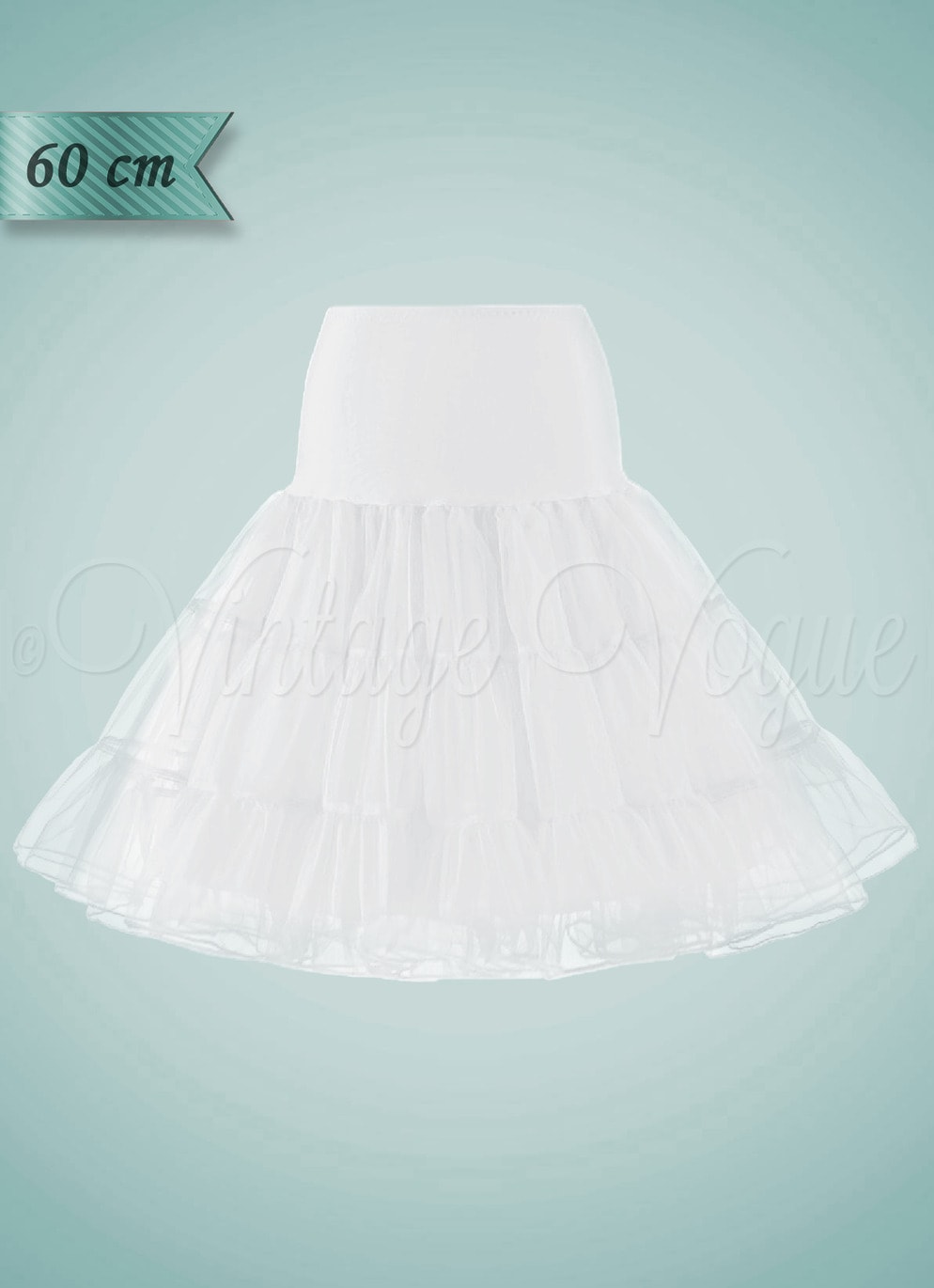 Forever Fifites Rockabilly Retro Vintage Unterrock Basic Organza Petticoat 60 cm in Weiß
