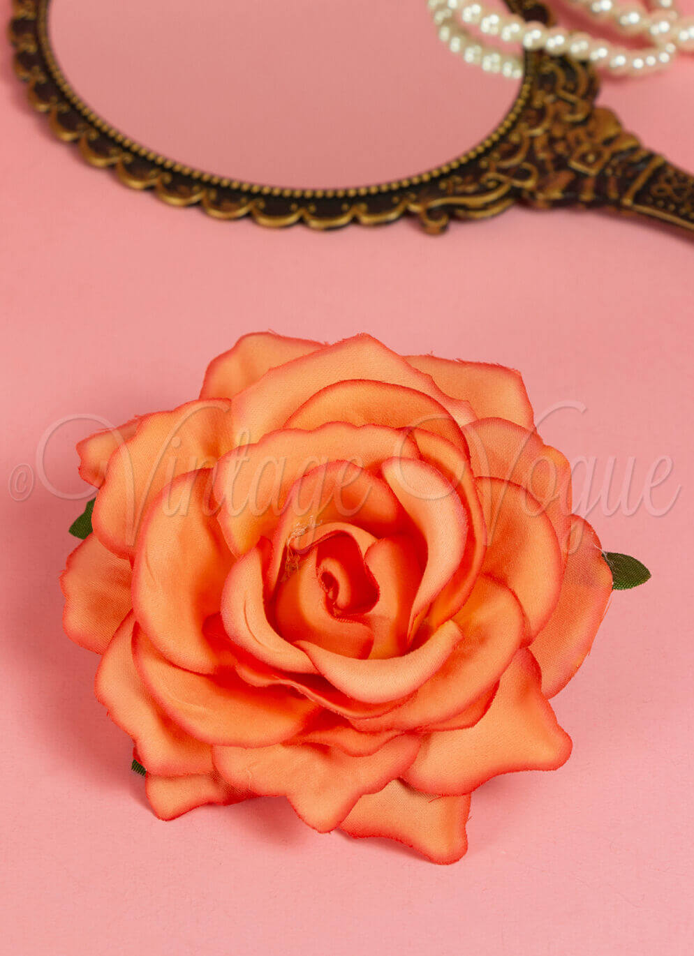 Forever Fifties Vintage Retro Rosen Haarblume Haarclip Sweet Rose in Orange