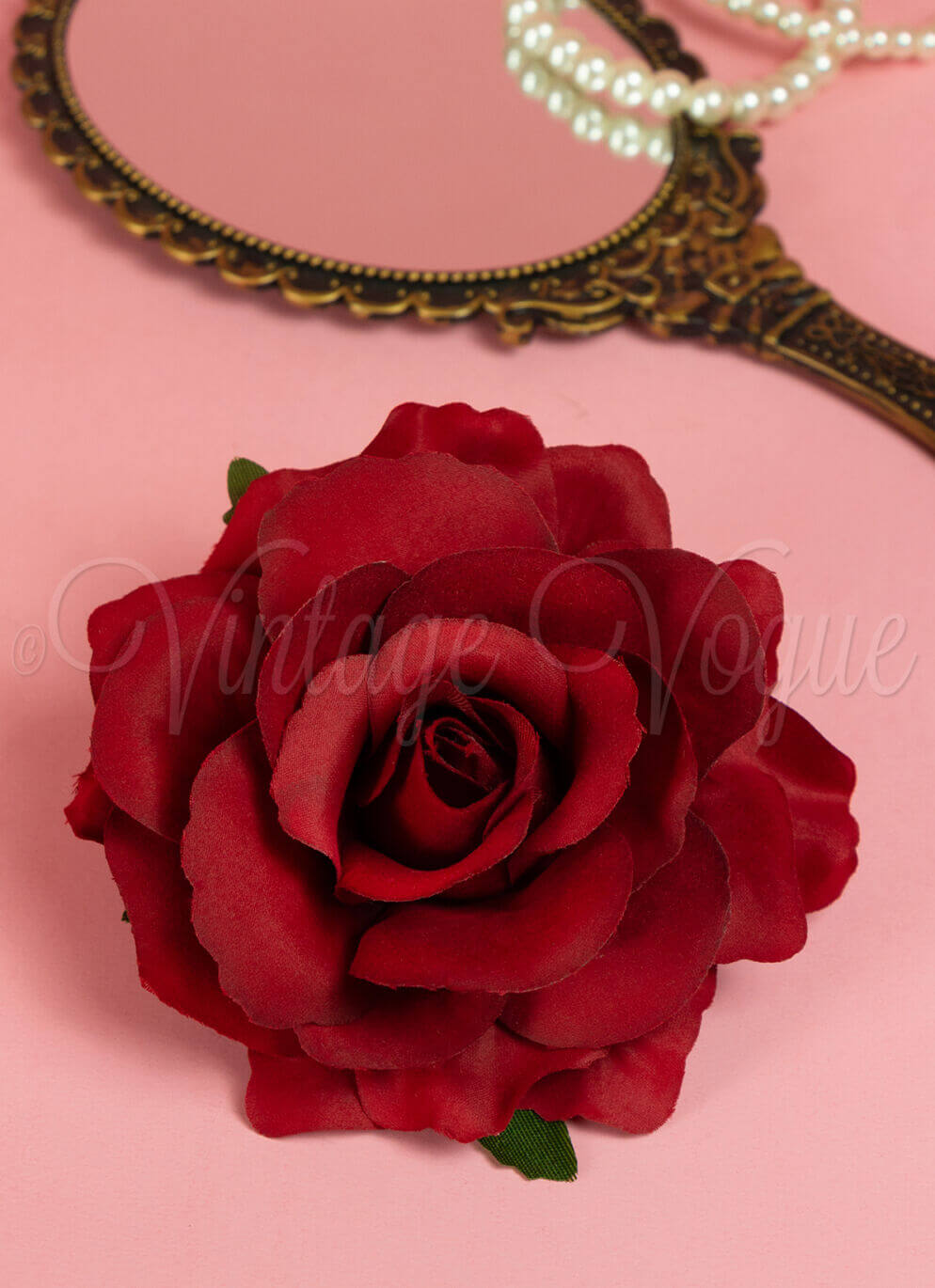 Forever Fifties Vintage Retro Rosen Haarblume Haarclip Sweet Rose in Rot