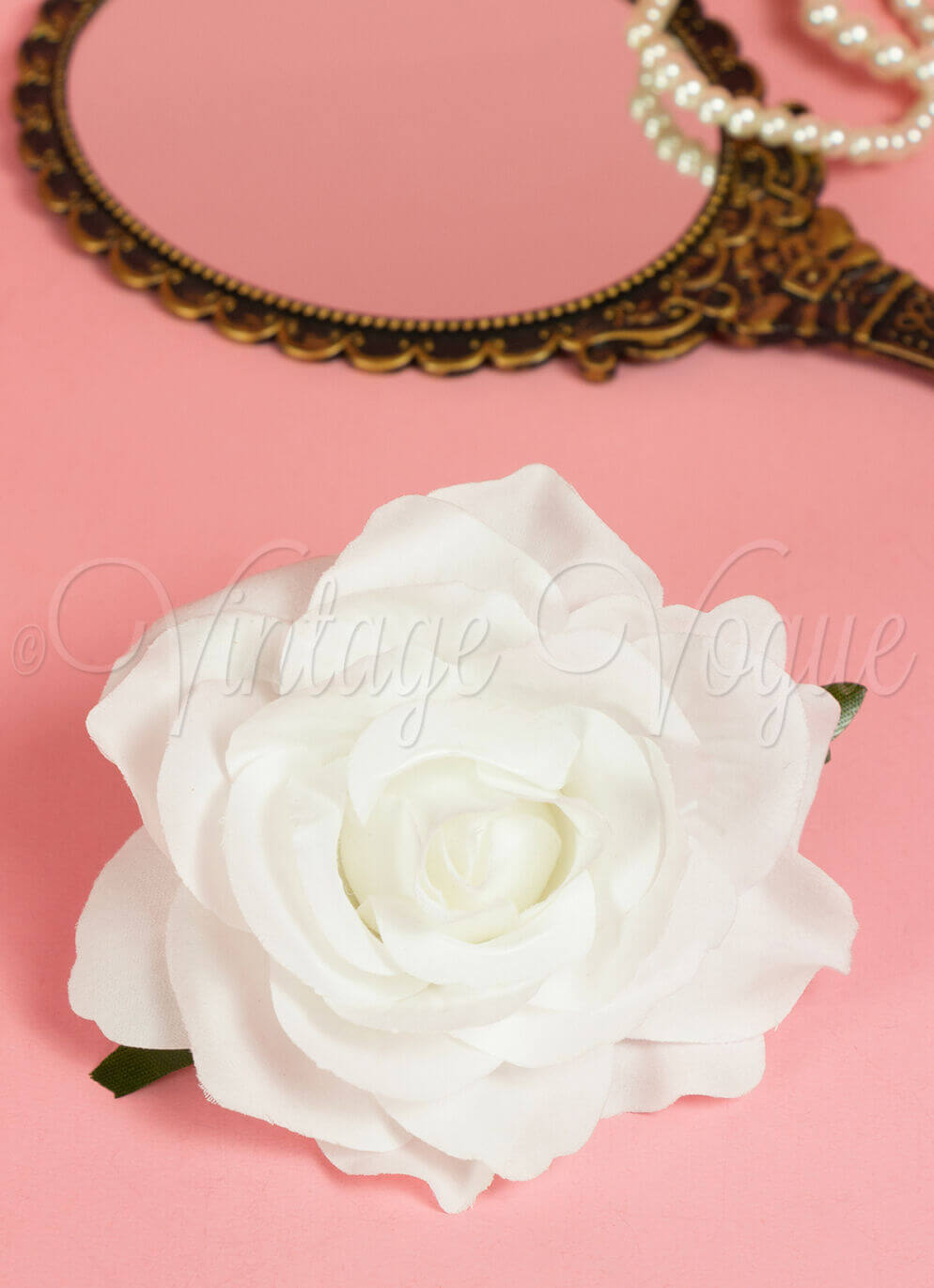 Forever Fifties Vintage Retro Rosen Haarblume Haarclip Sweet Rose in Weiß