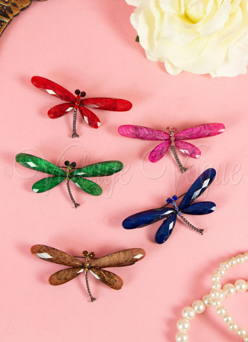 Forever Fifties 50er Jahre Rockabilly Retro Brosche Libelle in verschiedenen Farben