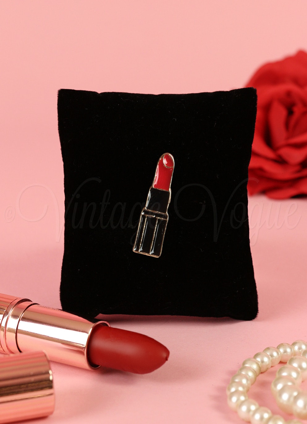 Oh so Retro! Vintage Lippenstift Pin Brosche Little Red Lipstick in Rot