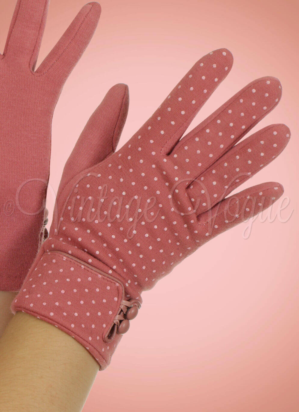 Banned 50er Jahre Vintage Retro Punkte Handschuhe Leila in Rosa