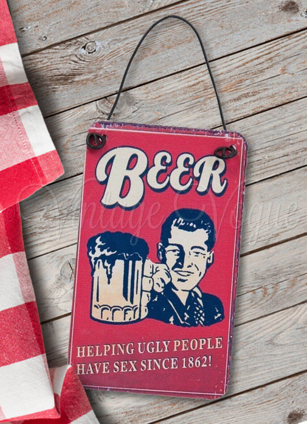 Clayre & Eef 50er Jahre Vintage Retro Blechschild Beer helping ugly People... 6y2083 6Y2083