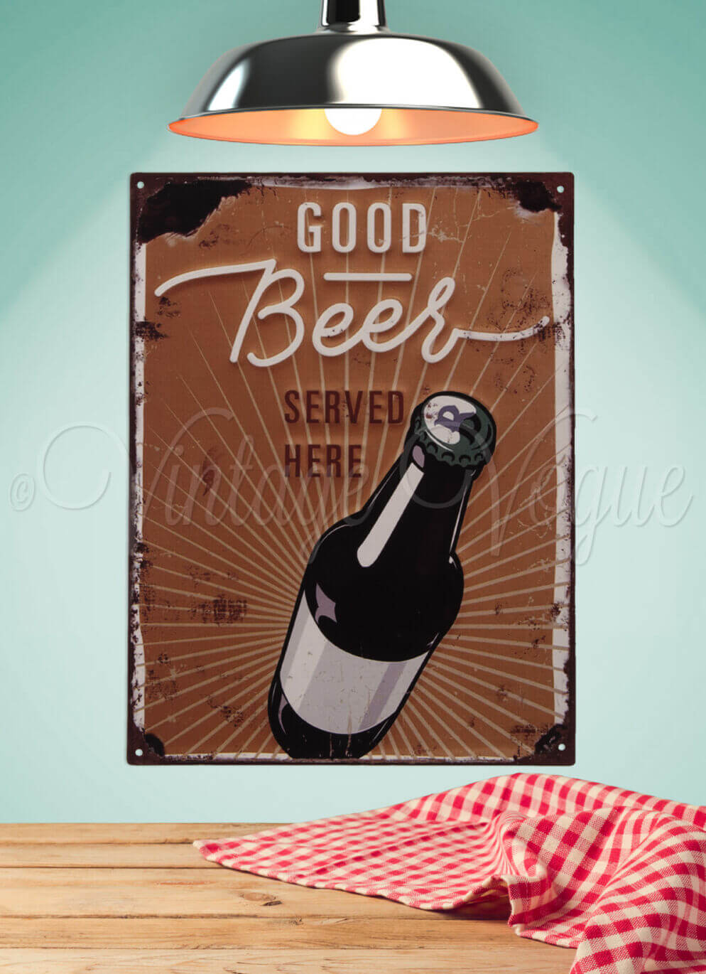 Clayre & Eef 50er Jahre Vintage Retro Blechschild Good Beer