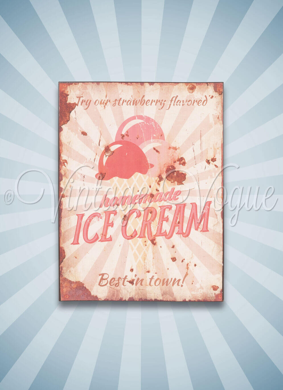 Clayre & Eef 50er Jahre Vintage Retro Blechschild "Homemade Ice Cream" 6Y1364_01