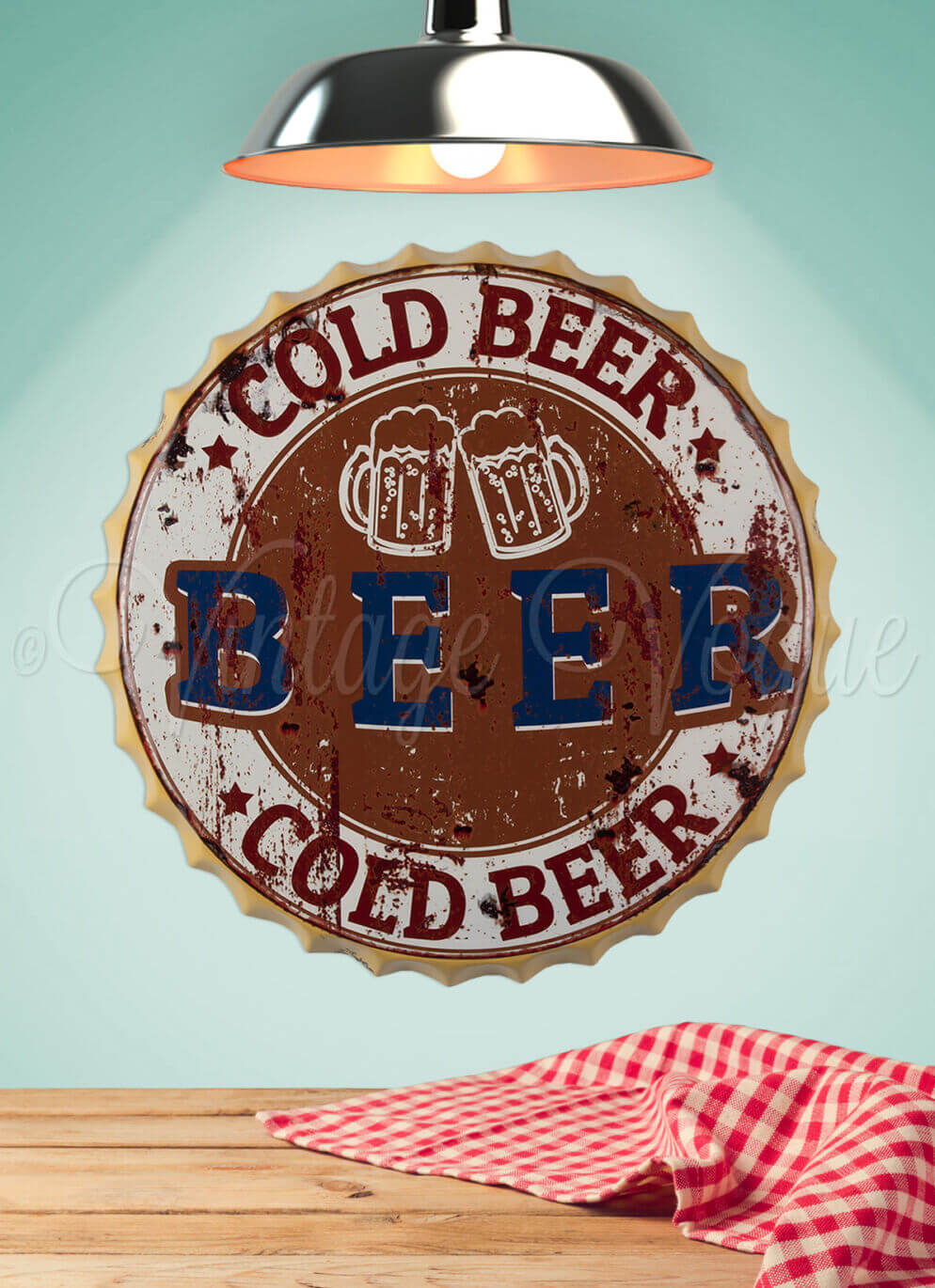 Clayre & Eef 50er Jahre Vintage Retro Kronkorken Blechschild Cold Beer