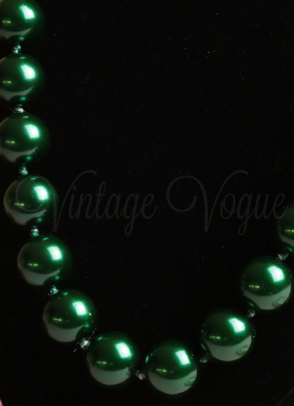 Collectif 50er Jahre Retro Vintage Perlen Halskette Dainty in Dunkelgrün