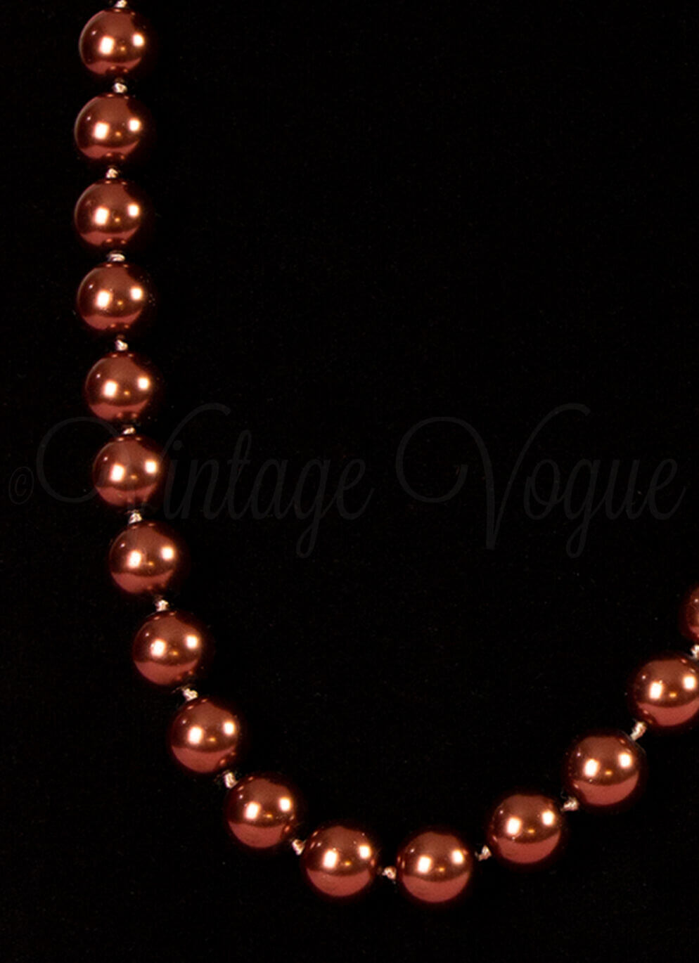 Collectif 50er Jahre Retro Vintage Perlen Halskette Dainty in Rotbraun