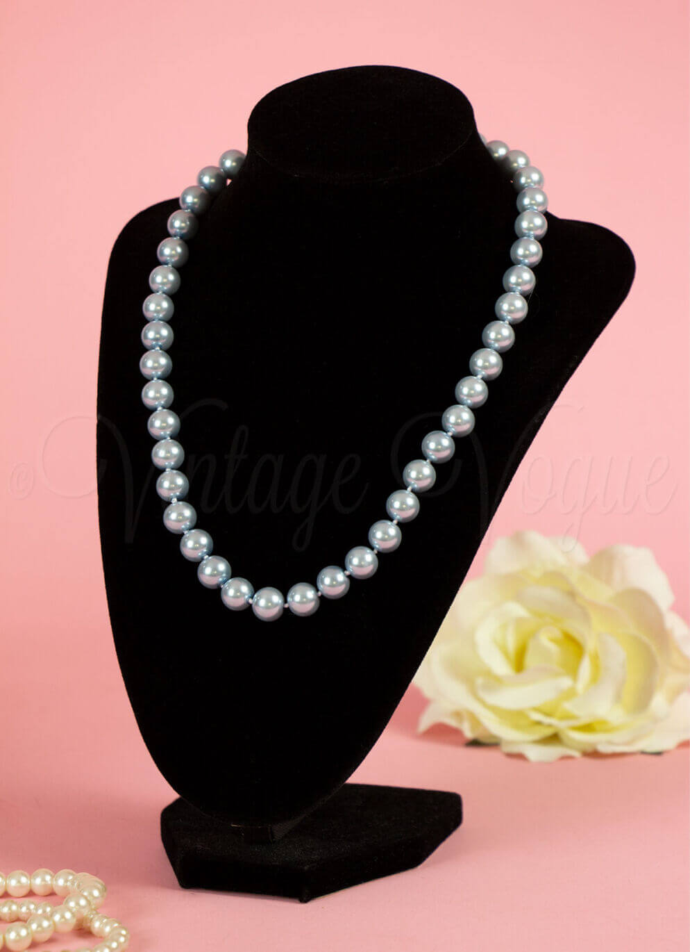 Forever Fifties 50er Jahre Retro Vintage Perlen Halskette in Hellblau