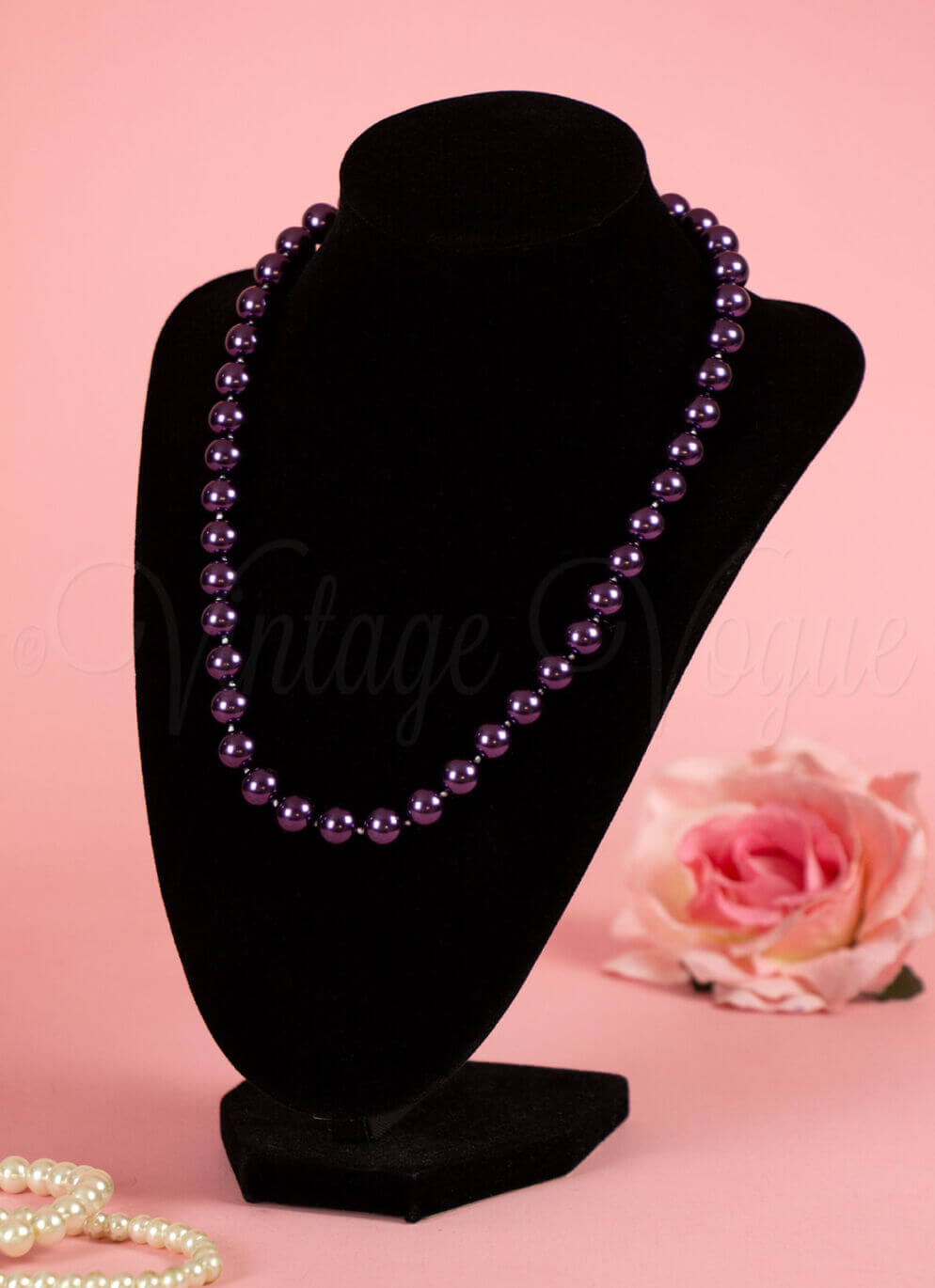 Forever Fifties 50er Jahre Retro Vintage Perlen Halskette in Lila