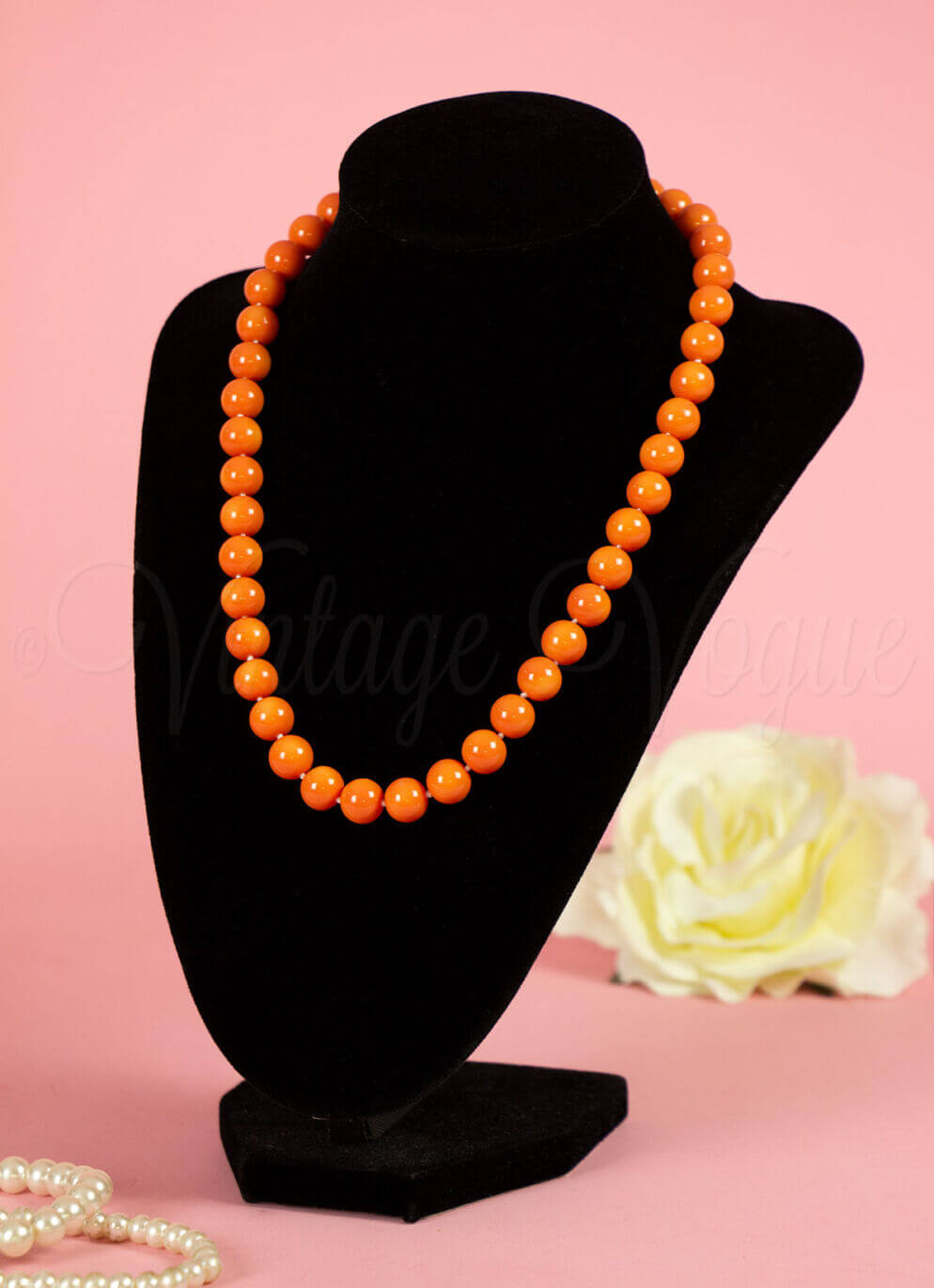 Forever Fifties 50er Jahre Retro Vintage Perlen Halskette in Orange