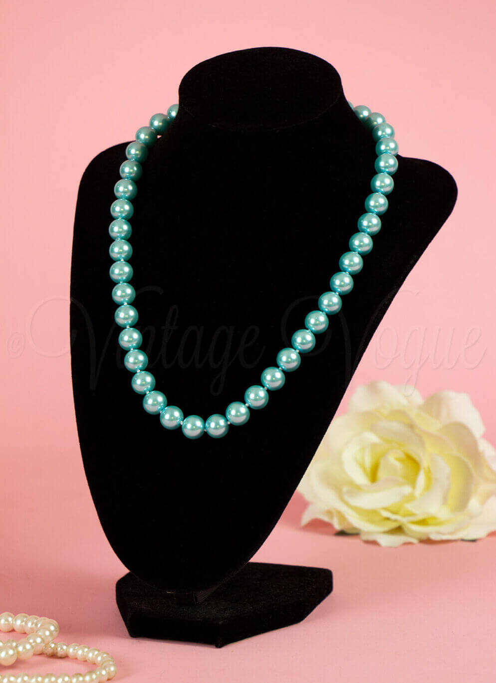 Forever Fifties 50er Jahre Retro Vintage Perlen Halskette in Türkis