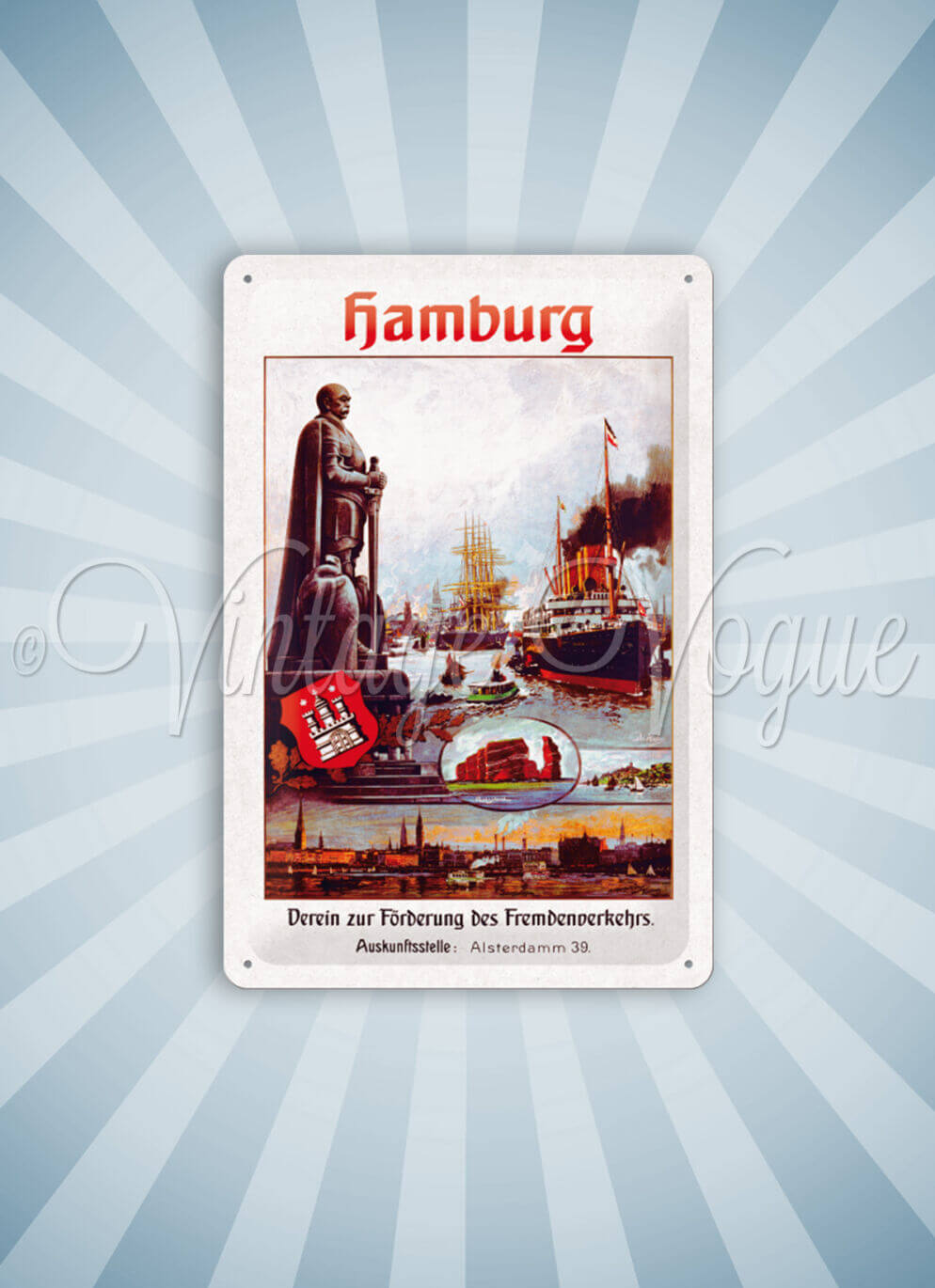 Nostalgic Art Retro Blechpostkarte "Hamburg Nostalgie - Fremdenverkehr"