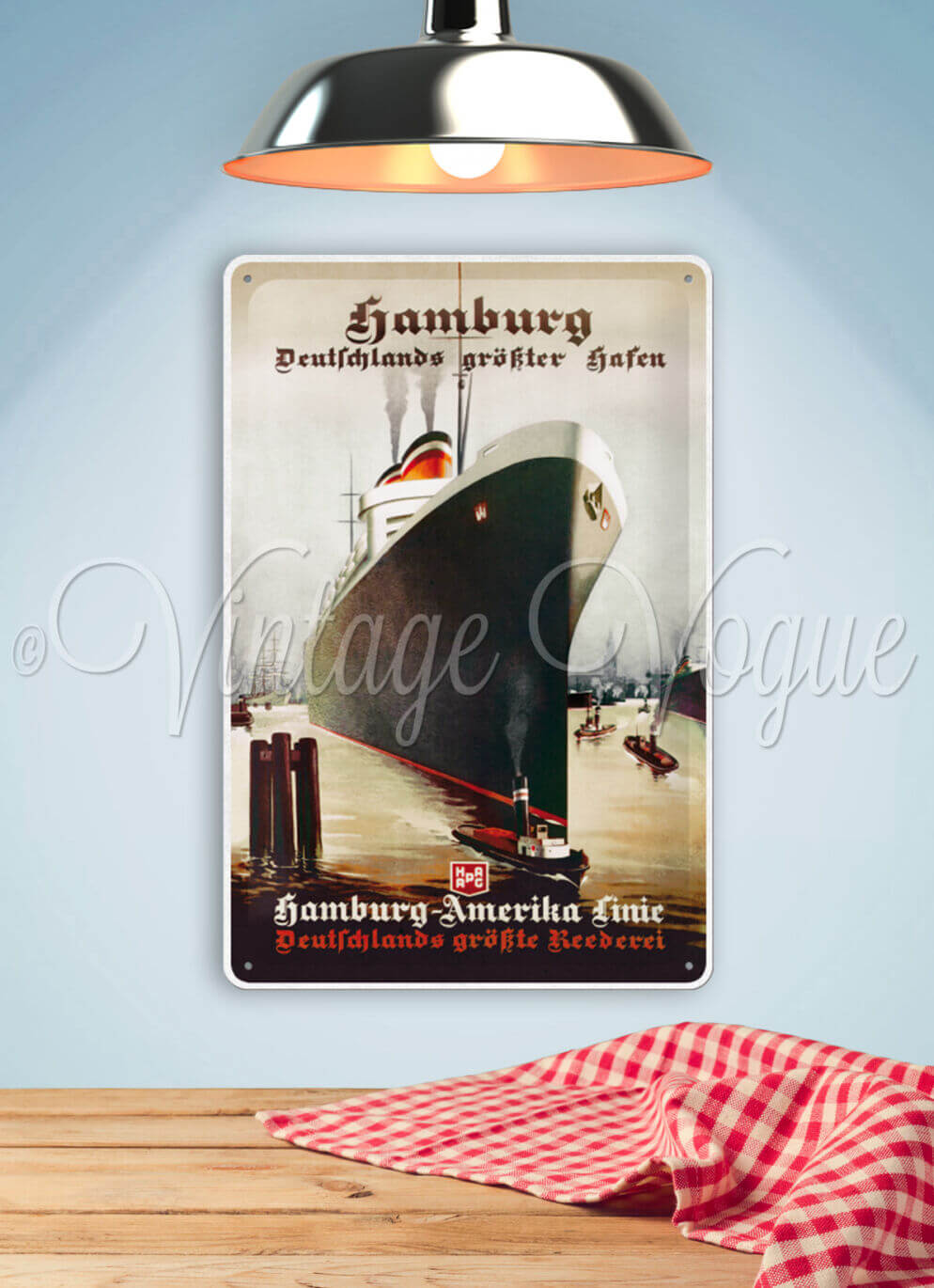 Nostalgic Art Retro Blechpostkarte Hamburg Nostalgie - Größter Hafen