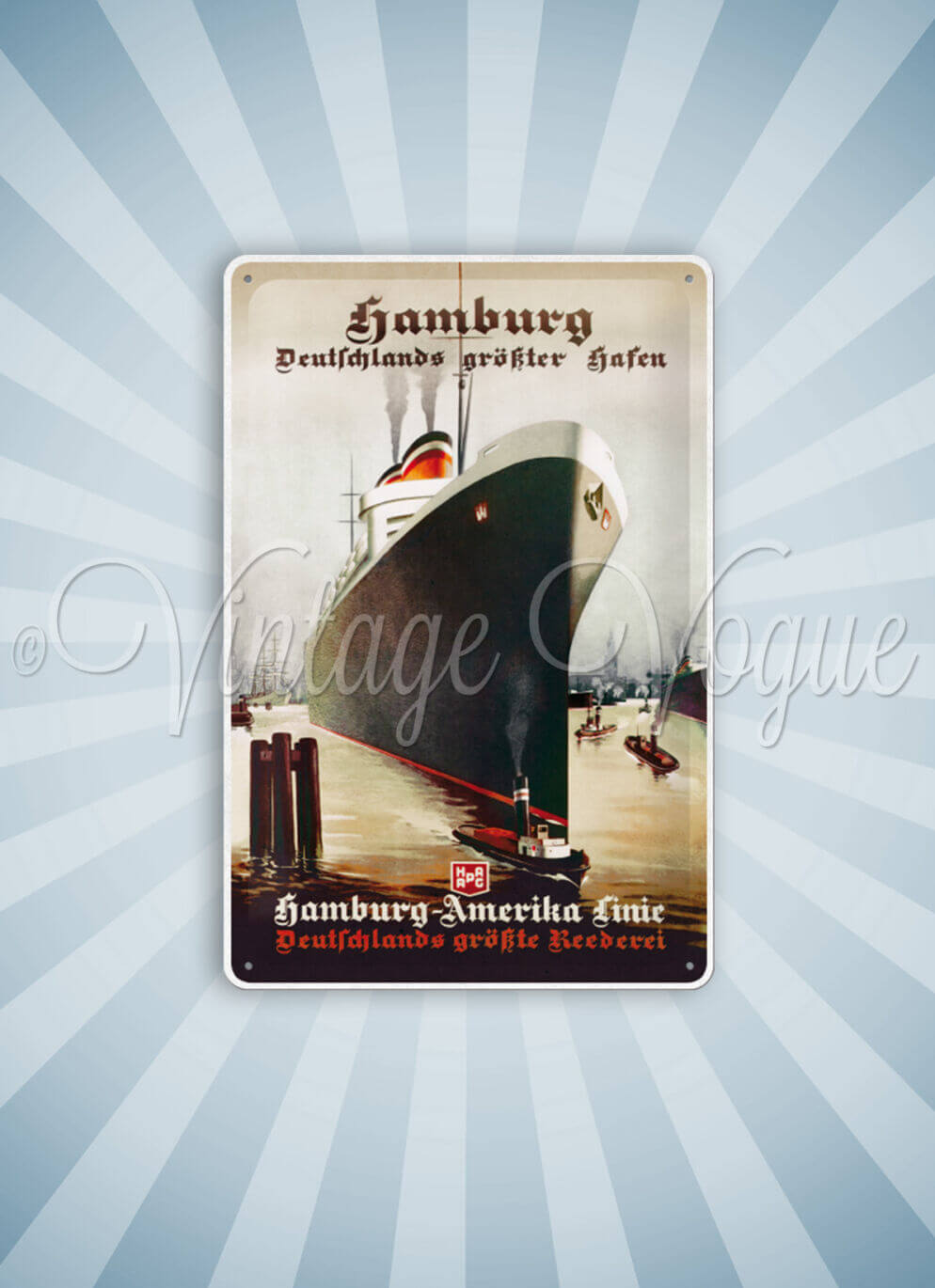 Nostalgic Art Retro Blechpostkarte Hamburg Nostalgie - Größter Hafen