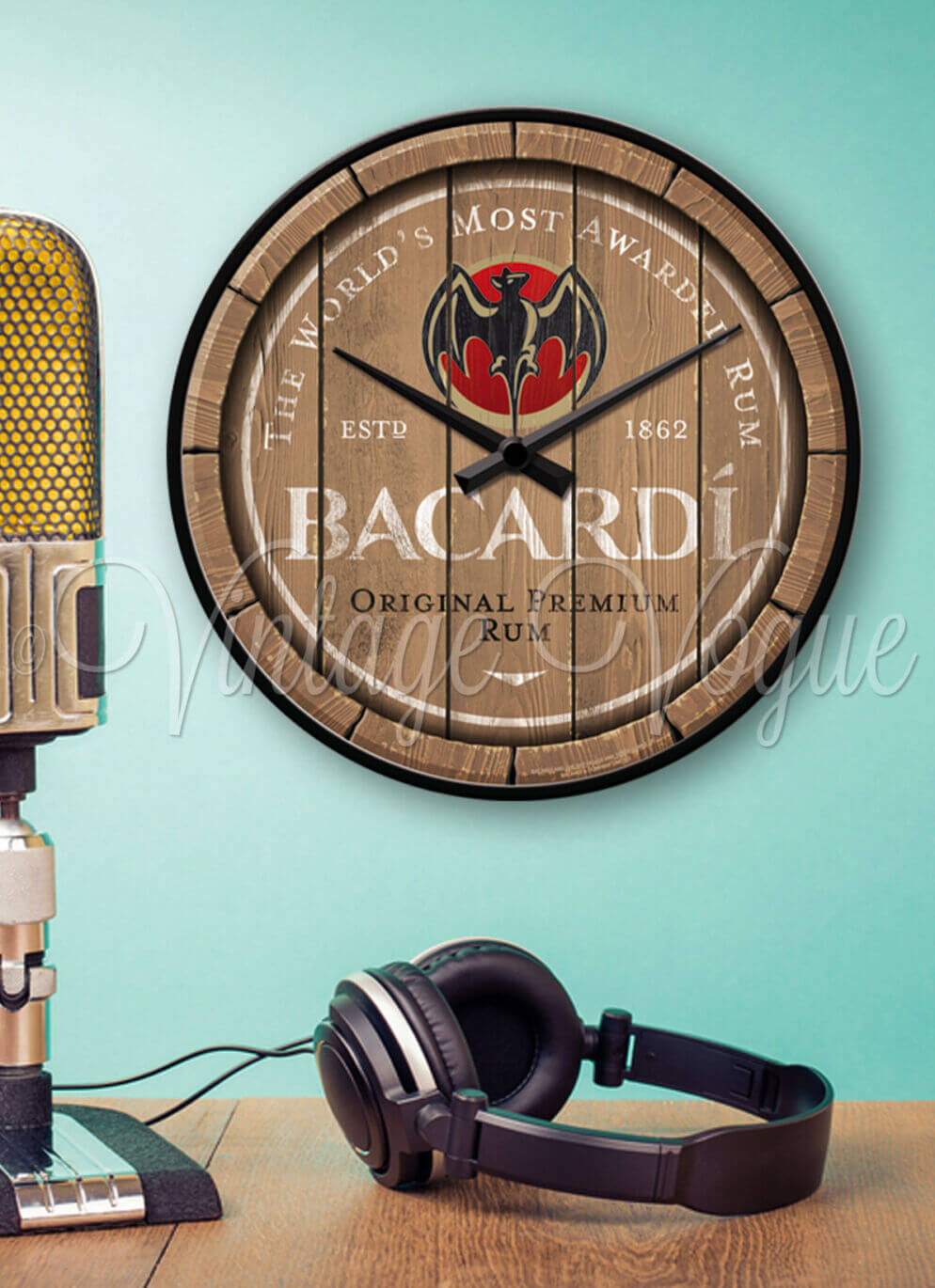 Nostalgic Art Retro Vintage Wanduhr Bacardi Premium Rum