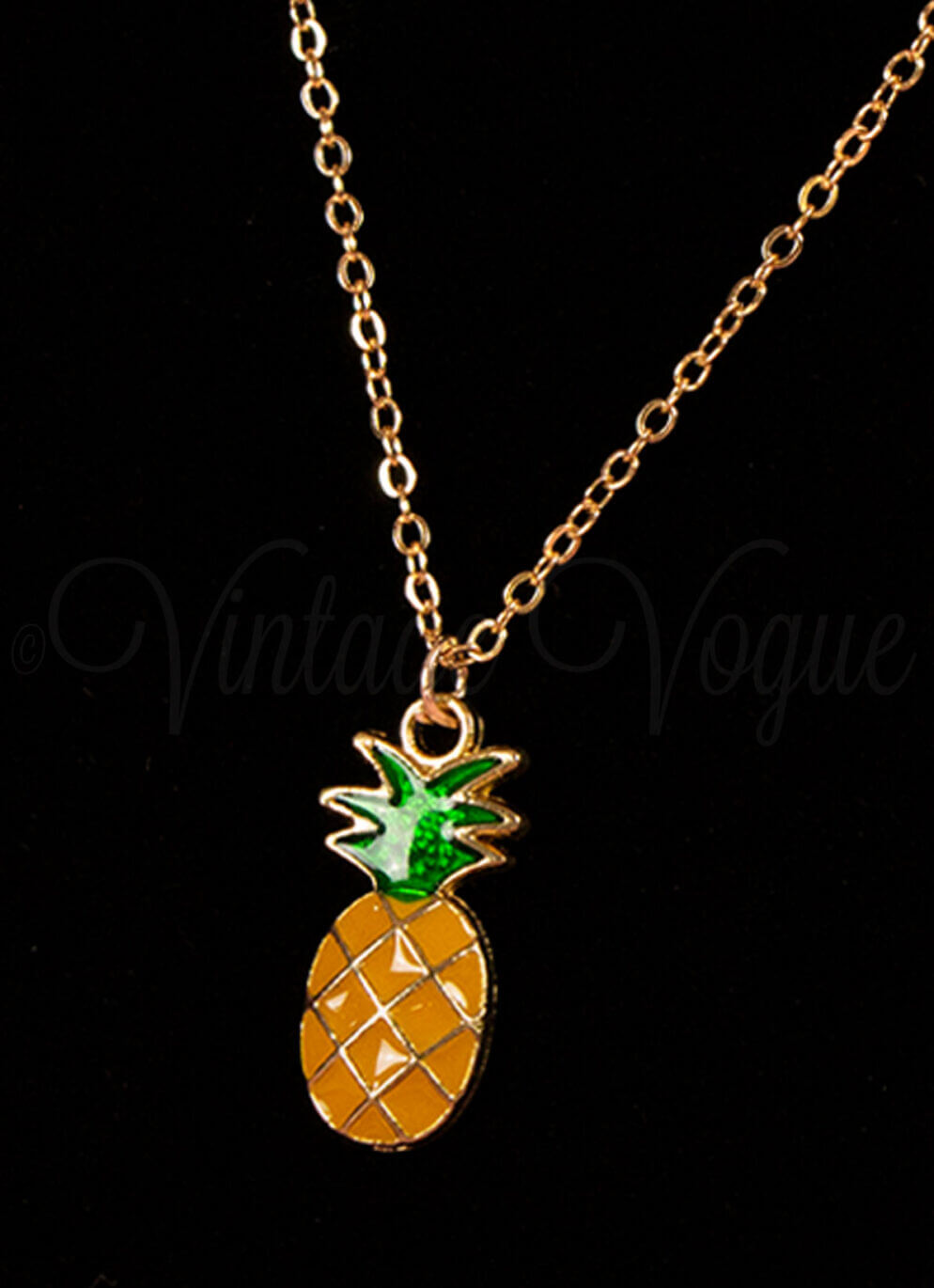 Forever Fifties 50er Jahre Vintage Retro Ananas Halskette Pineapple in Gelb