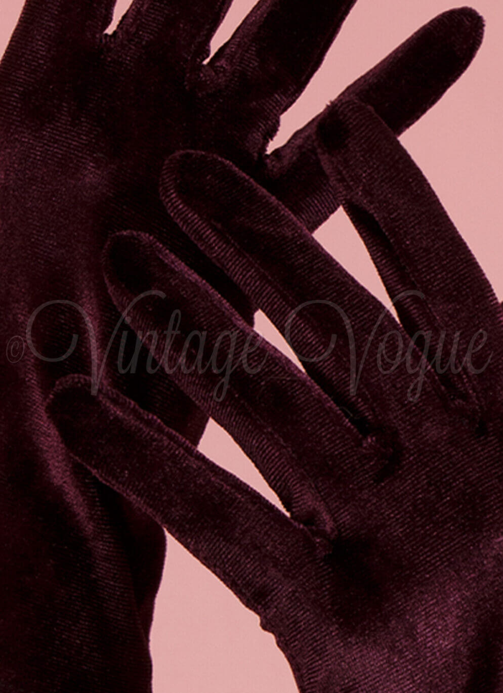 Forever Fifties 40er Jahre Vintage Retro Samt Winter Handschuhe in Weinrot