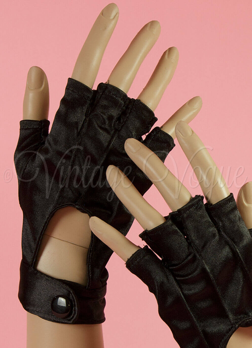 Leg Avenue 40er Jahre Vintage Fingerlose Satin Handschuhe Motorcycle Gloves in Schwarz