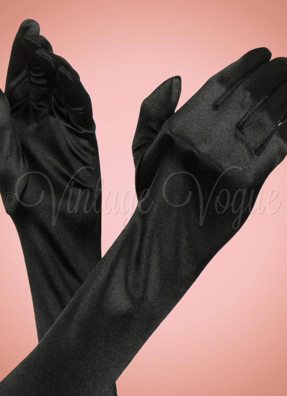 Leg Avenue 40er Jahre Vintage Pin Up Handschuhe Long Satin Gloves in Schwarz