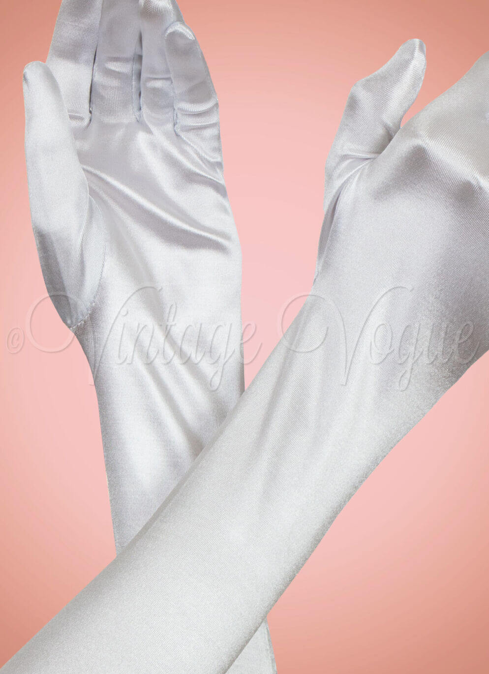Leg Avenue 40er Jahre Vintage Pin Up Handschuhe Long Satin Gloves in Weiß