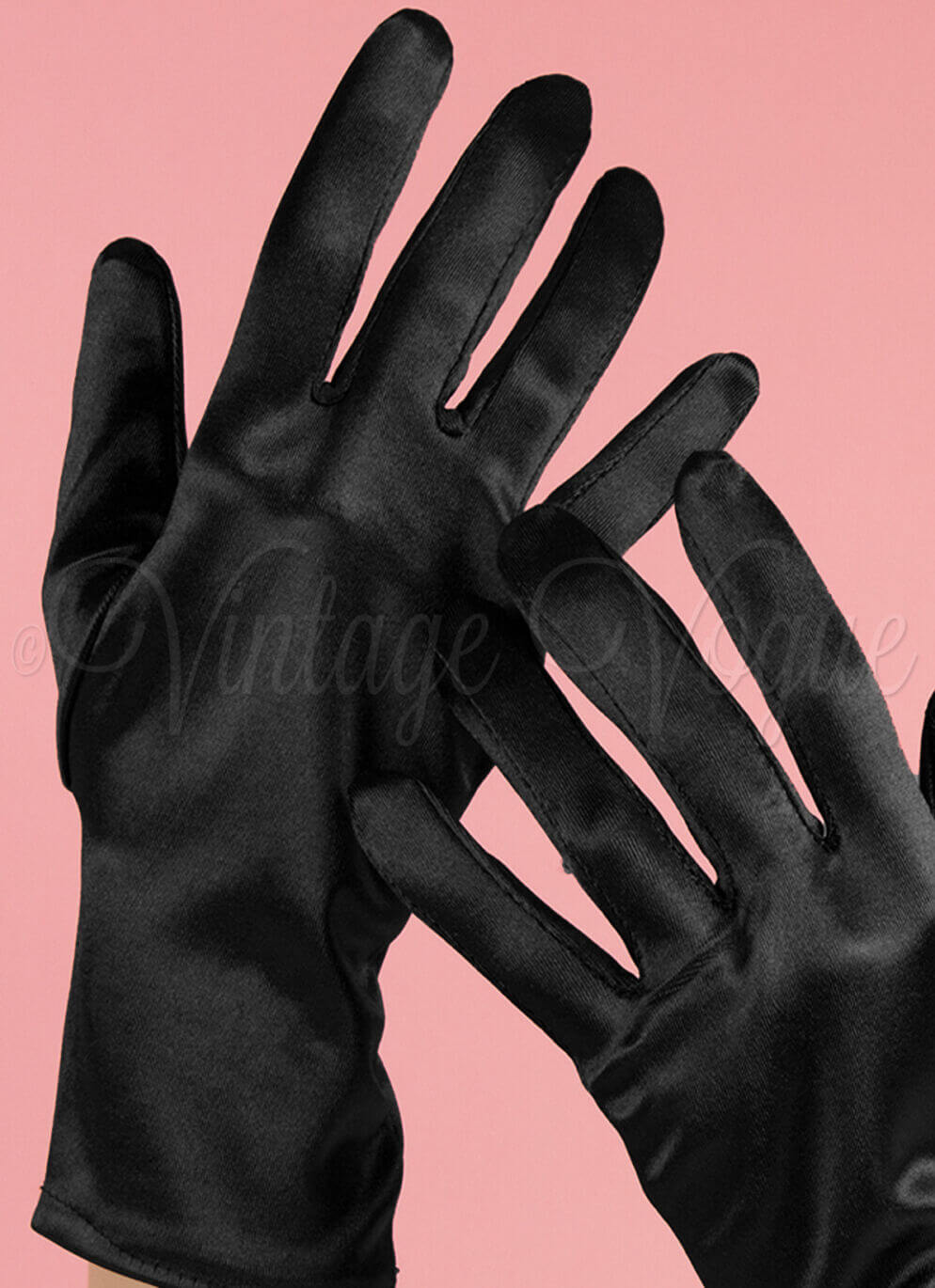 Leg Avenue 40er Jahre Vintage Pin Up Handschuhe Wrist Satin Gloves in Schwarz