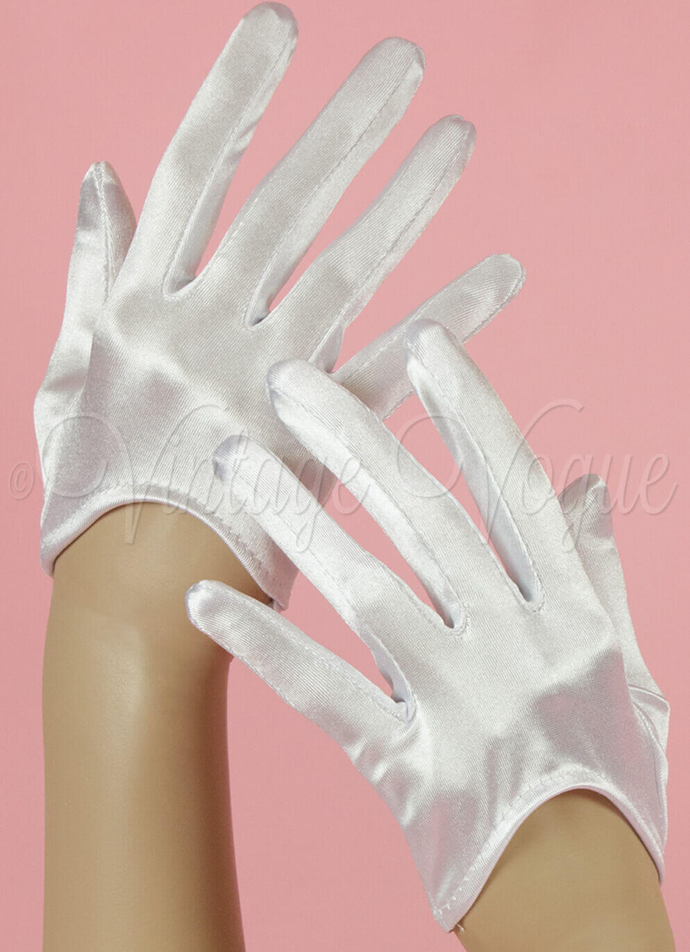 Leg Avenue 40er Jahre Vintage Pin Up Satin Handschuhe Cropped Gloves in Weiß