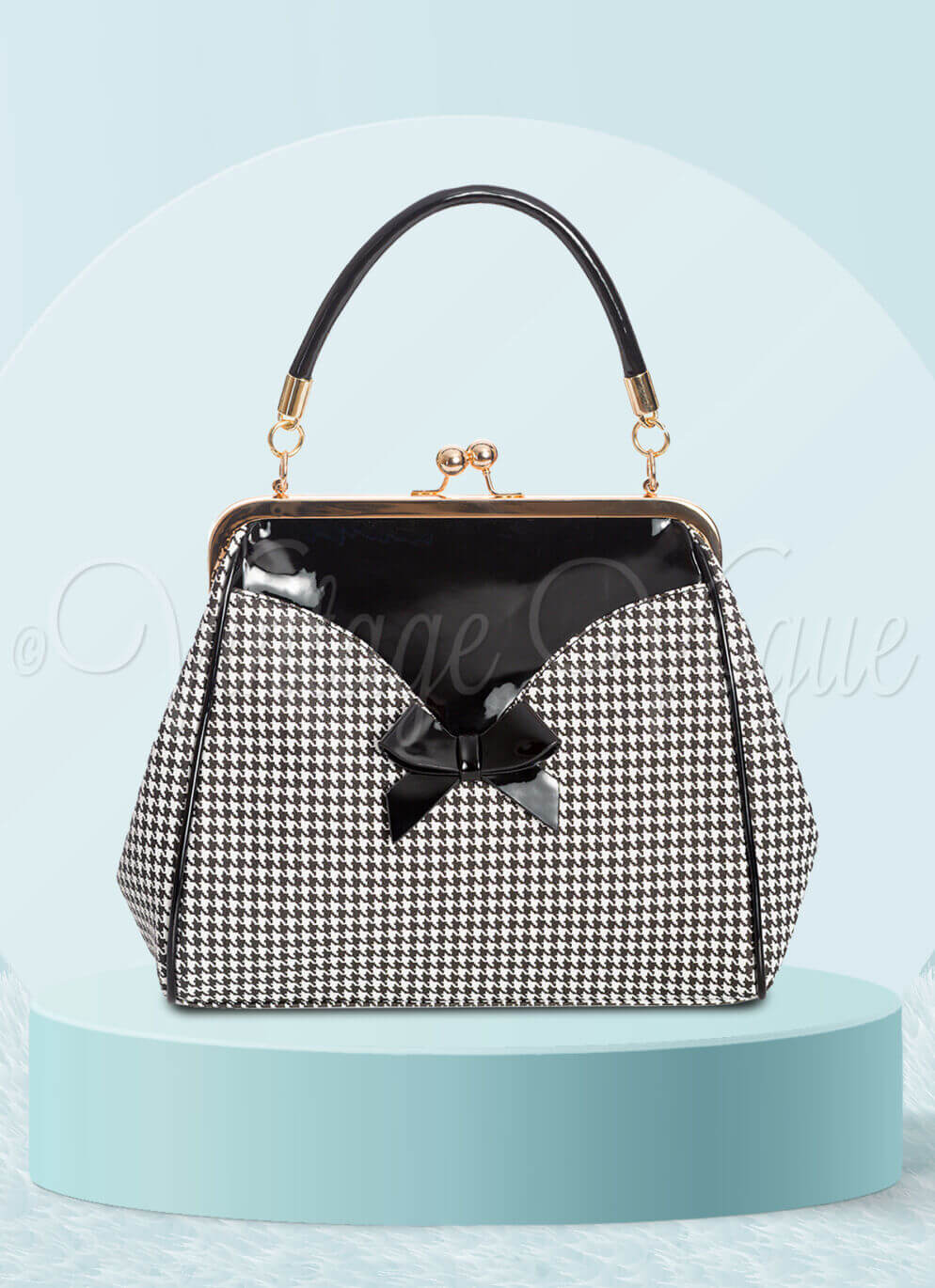 Banned Vintage Retro Hahnentritt Handtasche “Marilyn Handbag” in Schwarz & Weiß