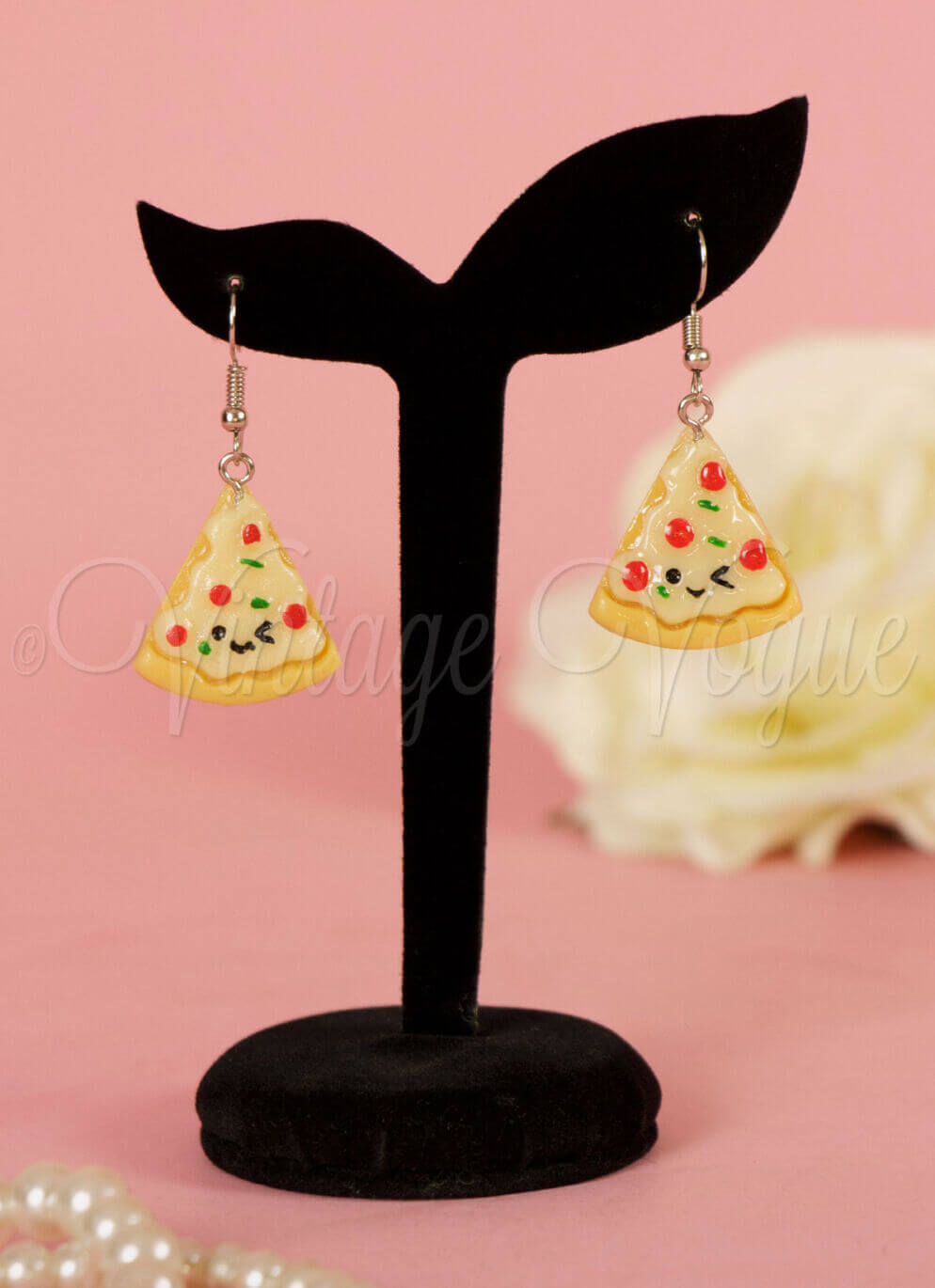 Collectif 50er Jahre Vintage Retro Pizza Ohrhänger Smiley Pizza Earrings in Gelb