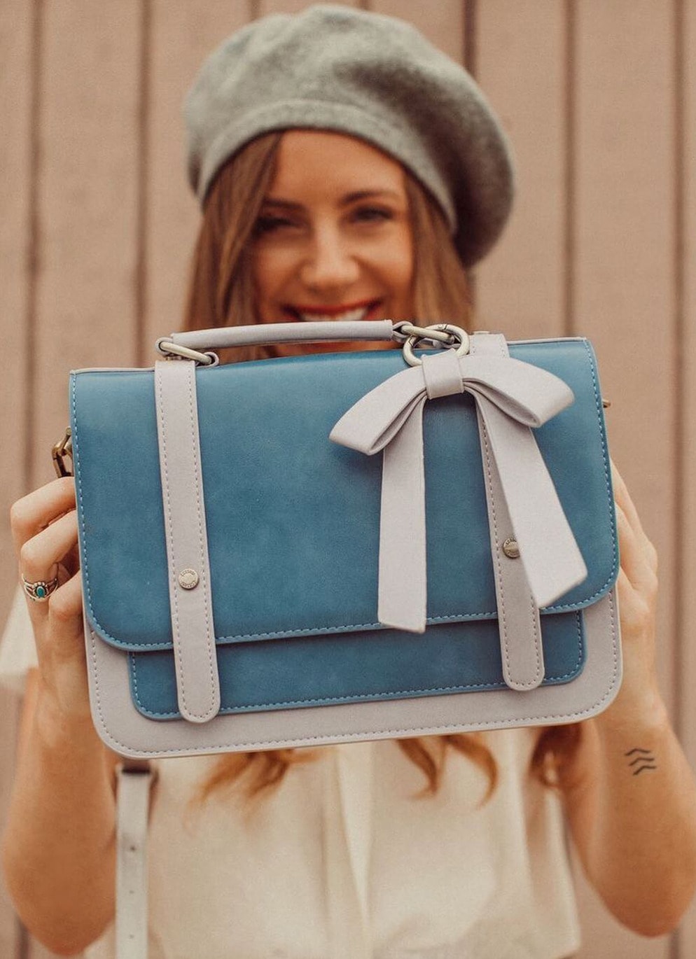 Ecosusi Vintage Messenger Umhängetasche Tasche Small Briefcase in Blau 4 ES1102963AN005