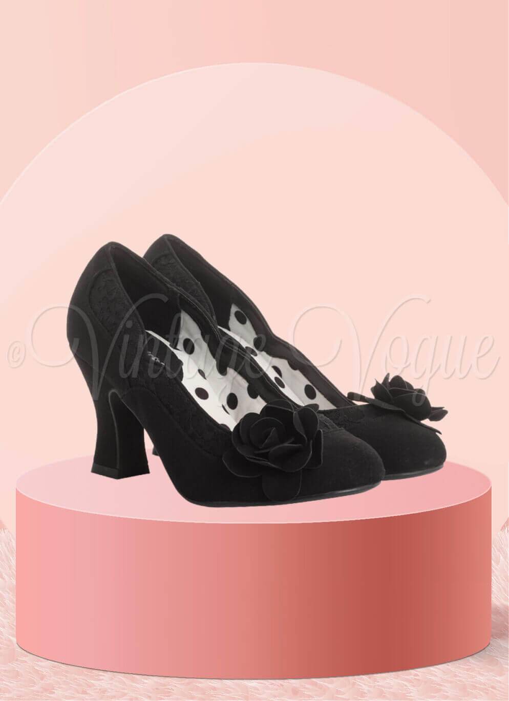Ruby Shoo 50er Jahre Retro Spitzen Lace Pumps Schuhe Chrissie in Schwarz 0
