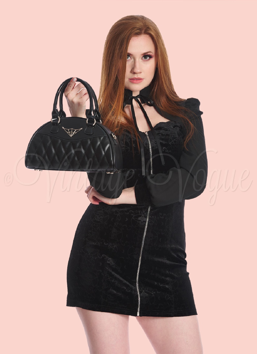 Banned Retro Halloween Gothic Handtasche Umhängetasche Lilliweb Handbag in Schwarz