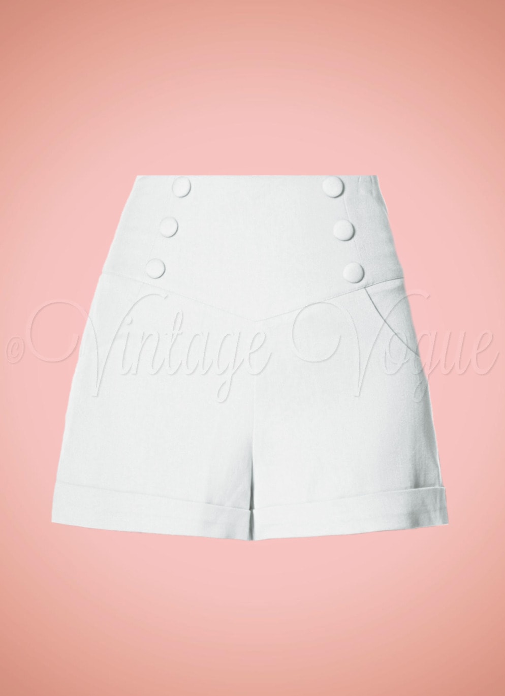 Banned 40er Jahre High Waist Pin-Up Shorts Cute as a Button Shorts in Weiß