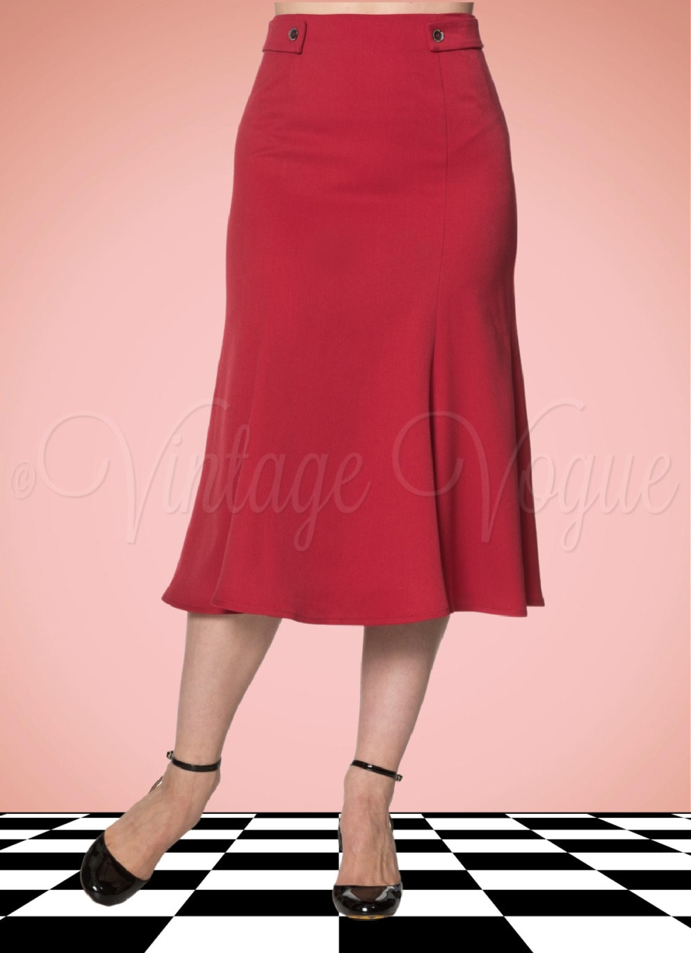 Banned 40er Jahre Vintage A-Linie Glocken Rock Elegance Skirt in Rot