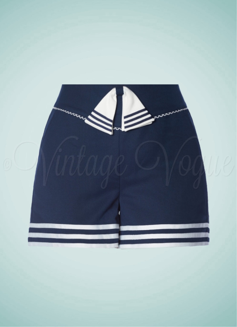Banned 50er Jahre Maritime High Waist Pin-Up Shorts Set Sail Shorts in Navy Dunkelblau