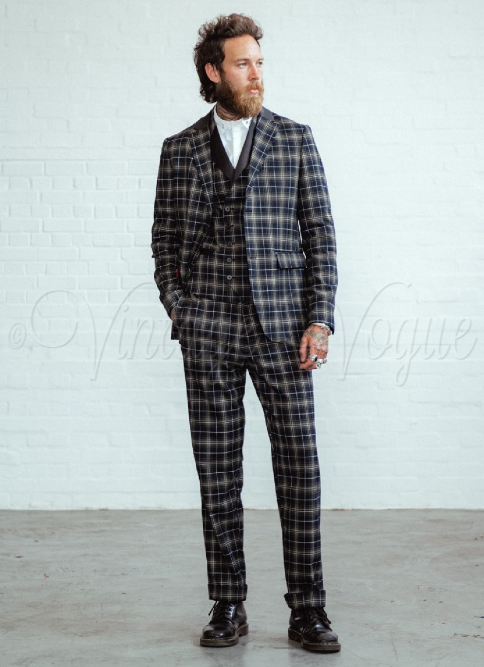 Chet Rock 40er Jahre Vintage Tartan Herren Anzug Jacke Chuck Blazer in Dunkelgrün Peaky Blinders Look Mode Anzug