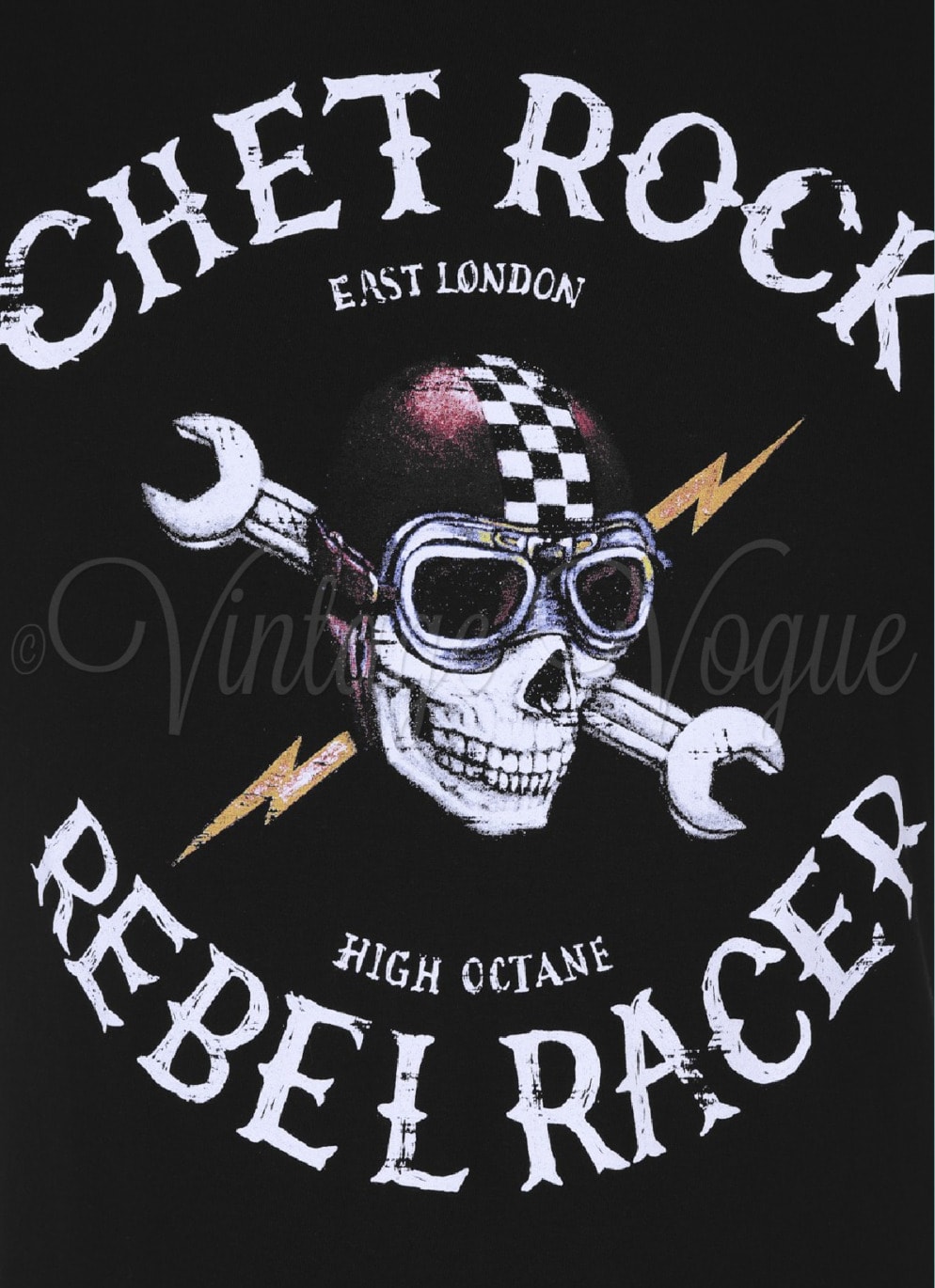 Chet Rock 50er Jahre Retro Rockabilly Herren T-Shirt Rebel Racer in Schwarz