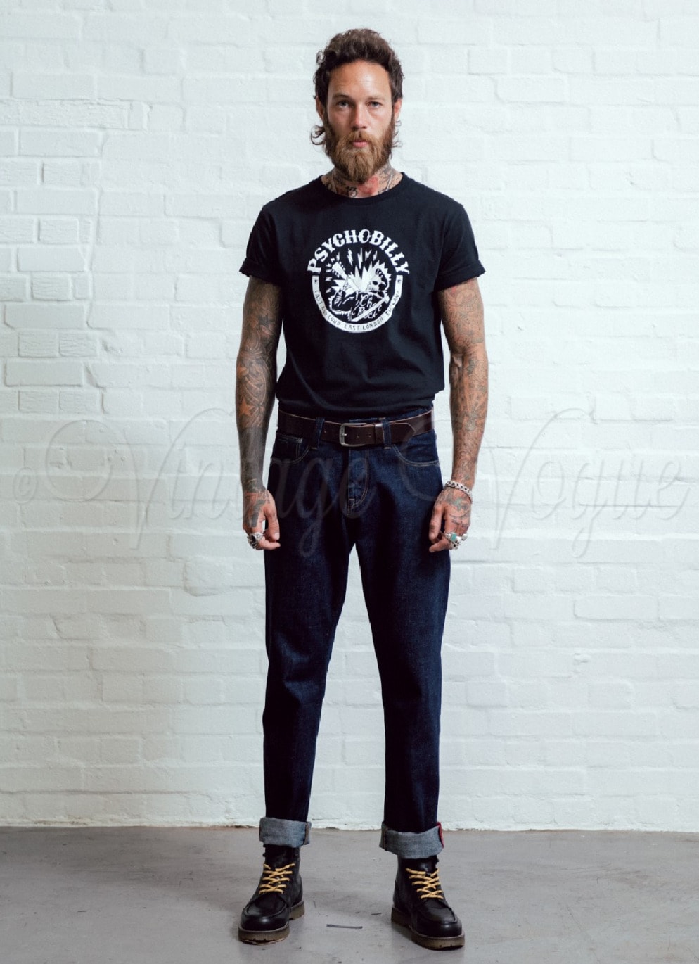 Chet Rock 50er Jahre Rockabilly Herren Jeans Hose Tokyo Straight Jeans in Dunkelblau